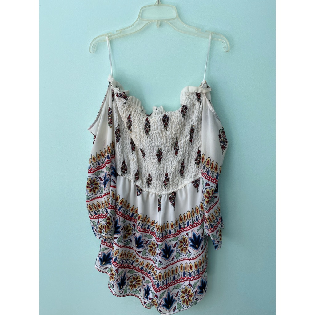 White Patterned Romper